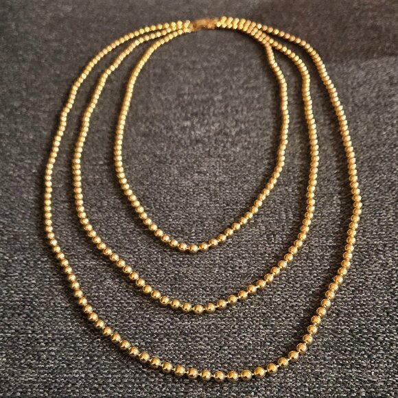Napier Vintage Triple Strand Layered Necklace - Picture 6 of 12